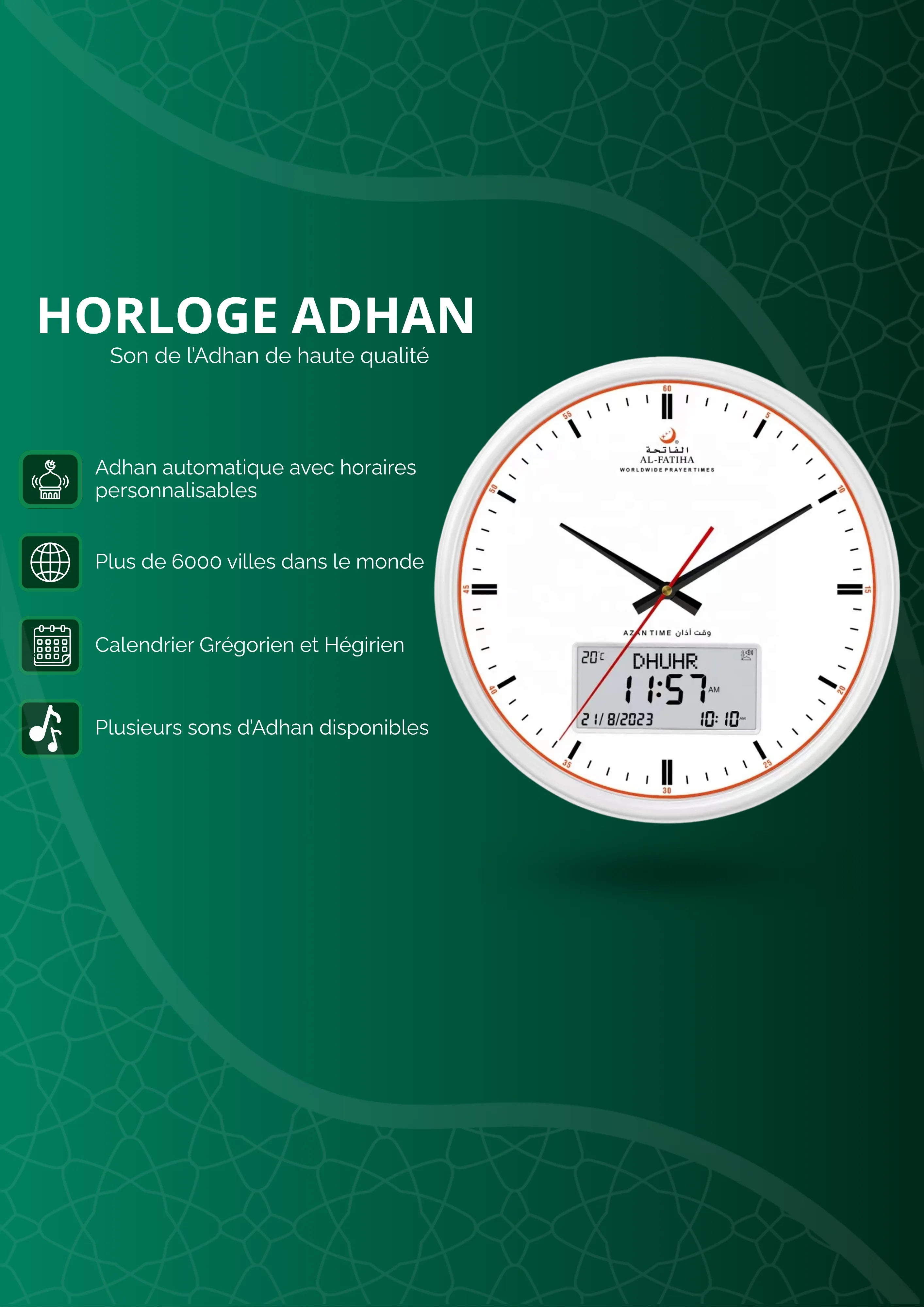 horloge adhan blanche
